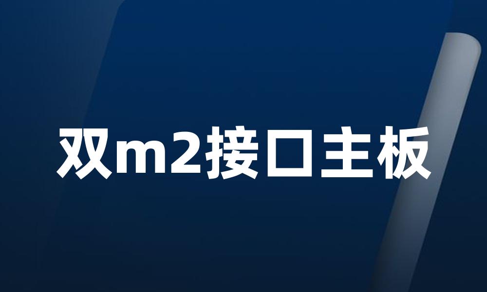 双m2接口主板