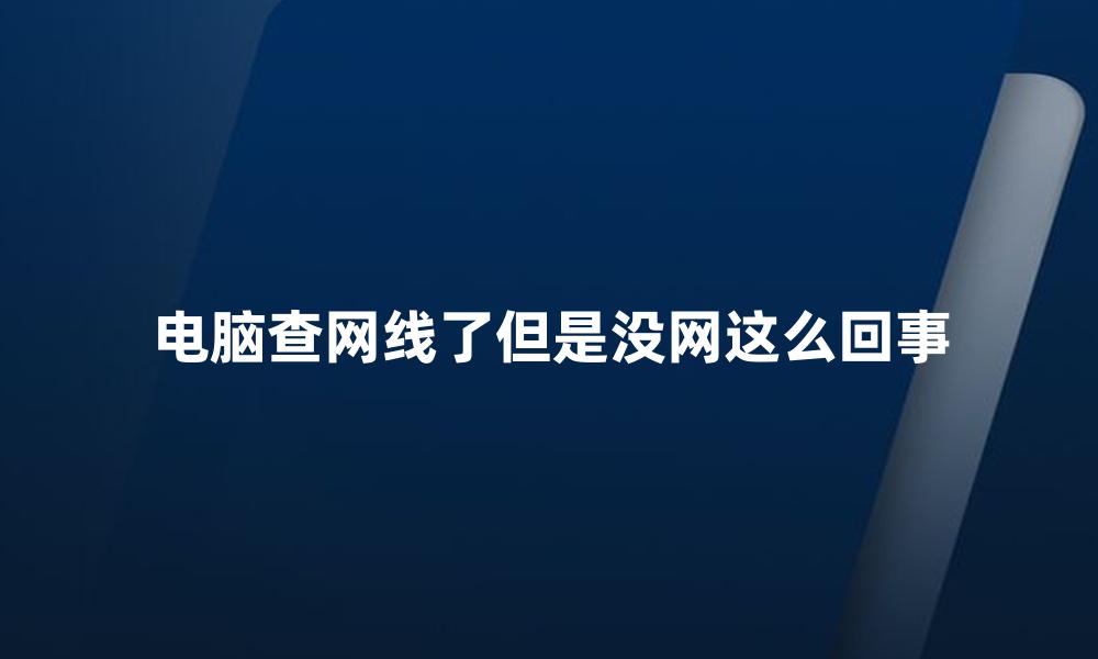 电脑查网线了但是没网这么回事