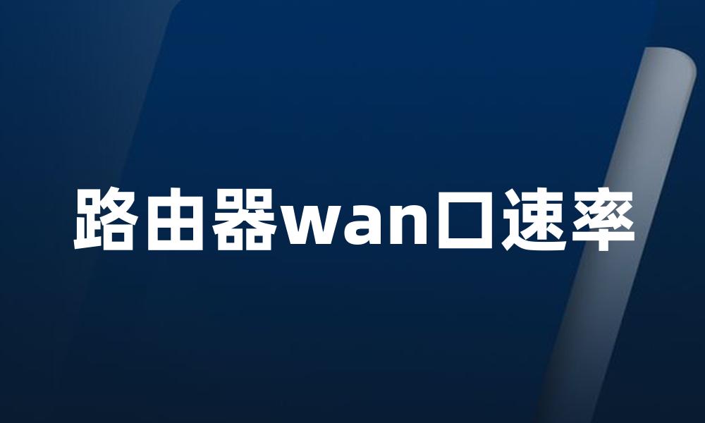 路由器wan口速率