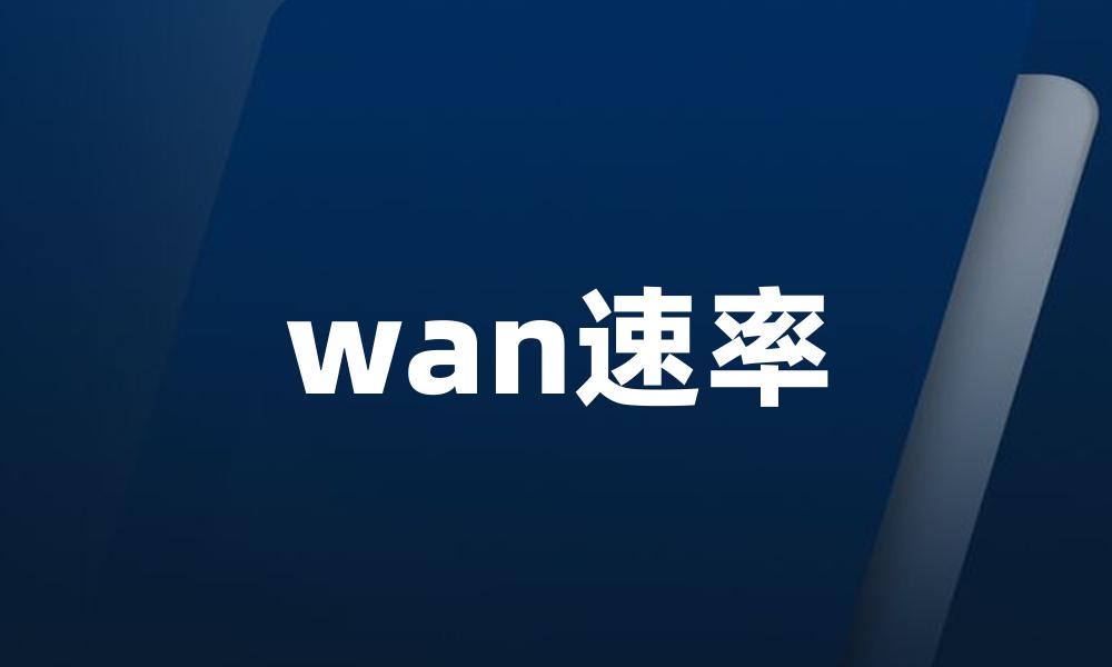 wan速率