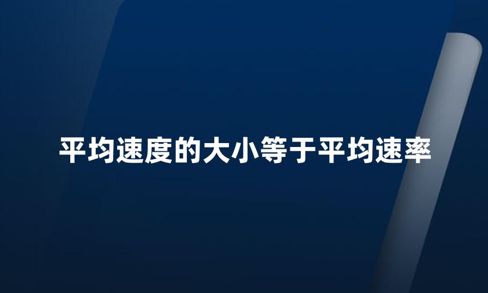 平均速度的大小等于平均速率