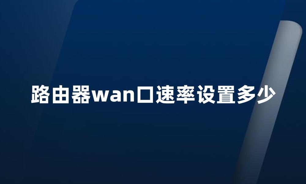 路由器wan口速率设置多少