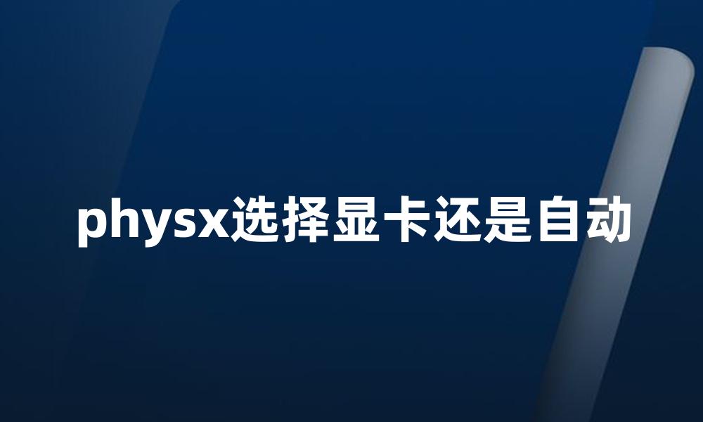 physx选择显卡还是自动