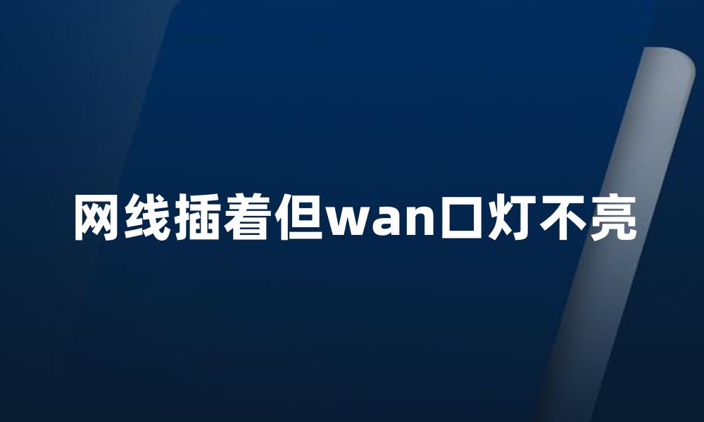 网线插着但wan口灯不亮