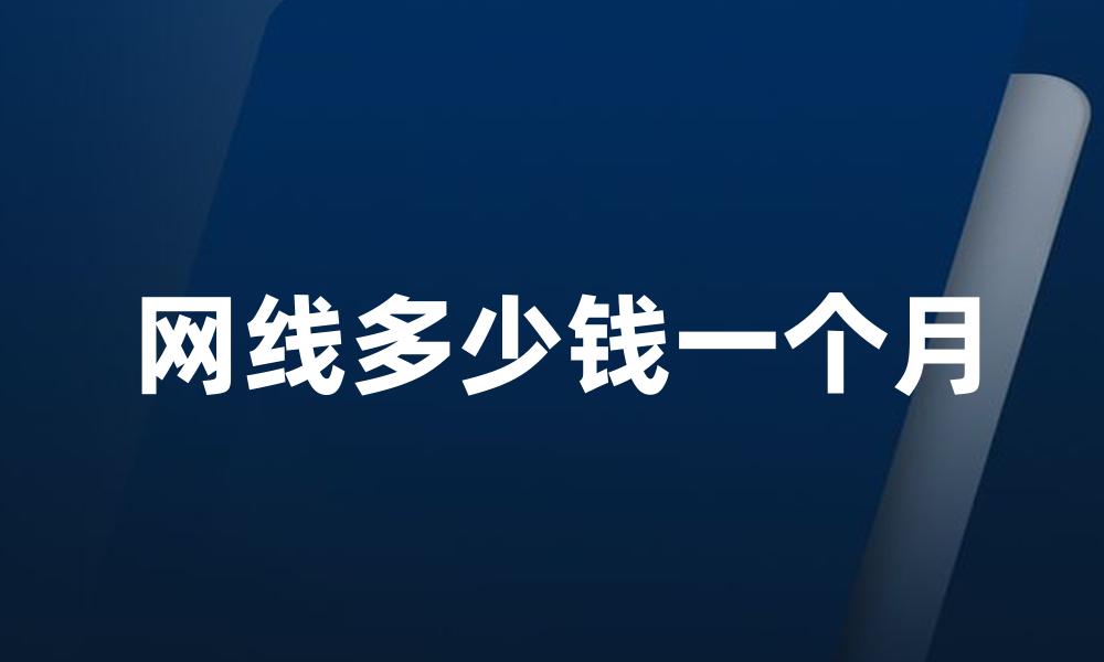 网线多少钱一个月