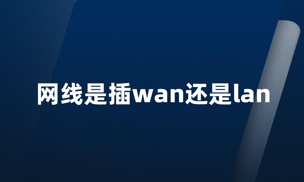 网线是插wan还是lan