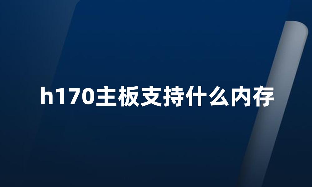 h170主板支持什么内存