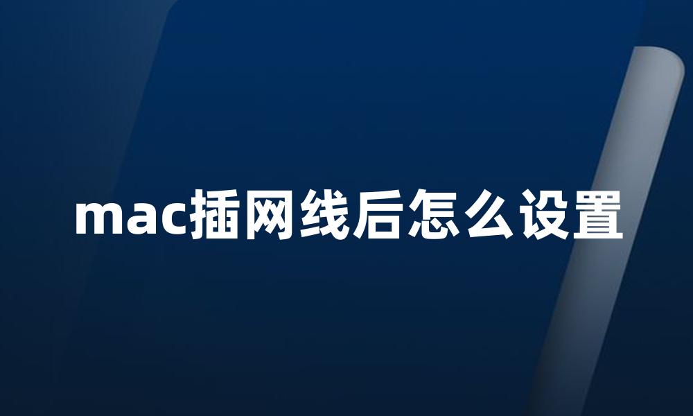 mac插网线后怎么设置