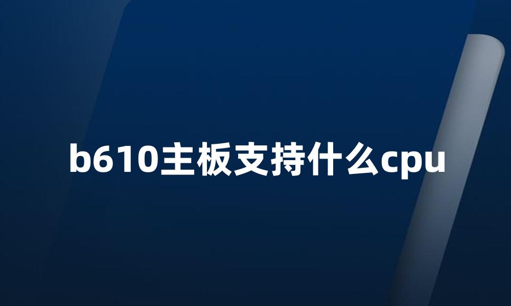 b610主板支持什么cpu