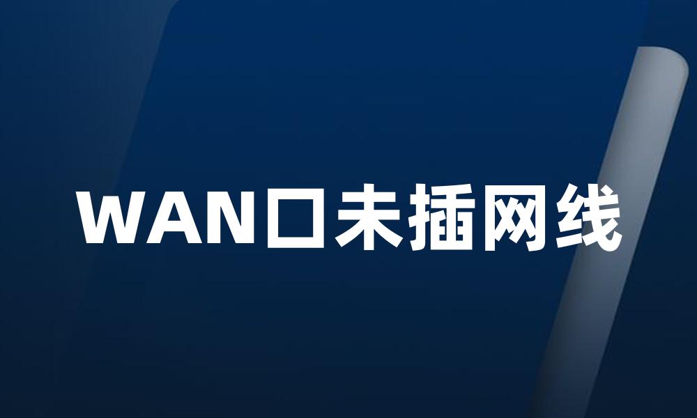 WAN口未插网线