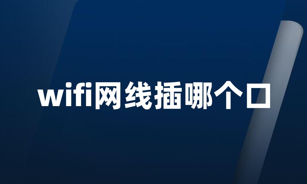 wifi网线插哪个口