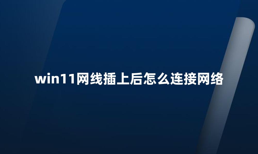 win11网线插上后怎么连接网络