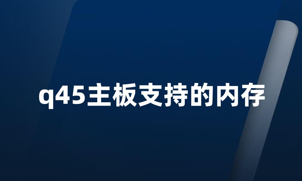 q45主板支持的内存