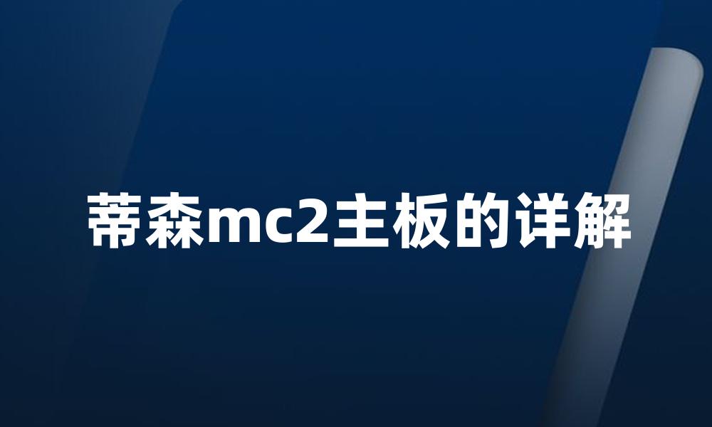 蒂森mc2主板的详解