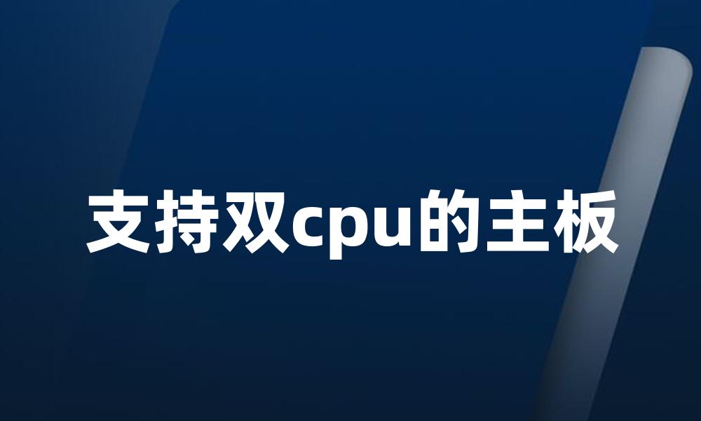 支持双cpu的主板